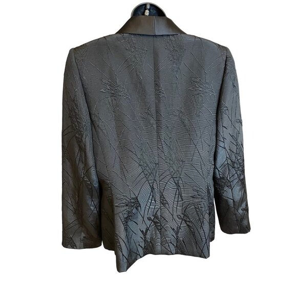 MIX by Tahari ASL Black Textured Shiny Single Button Blazer Sz 10 - Picture 2 of 12